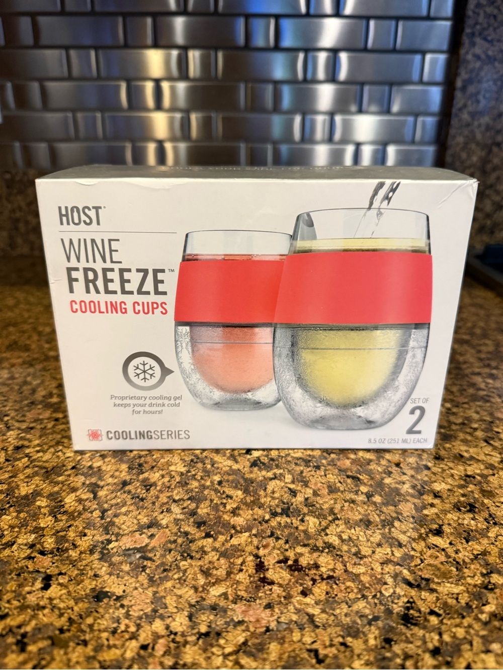HOST Wine Freeze Cooling Cups - Coral Red Sleeve (Set of 2)